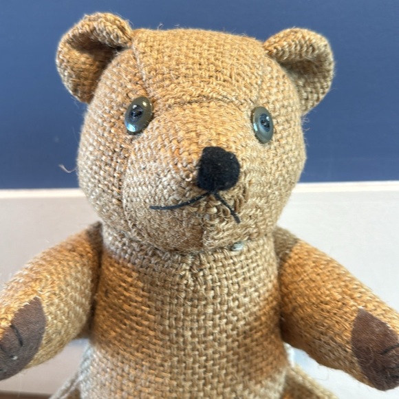 Unique, handcrafted, detailed , Burlap teddy bear button eyes - Picture 2 of 8